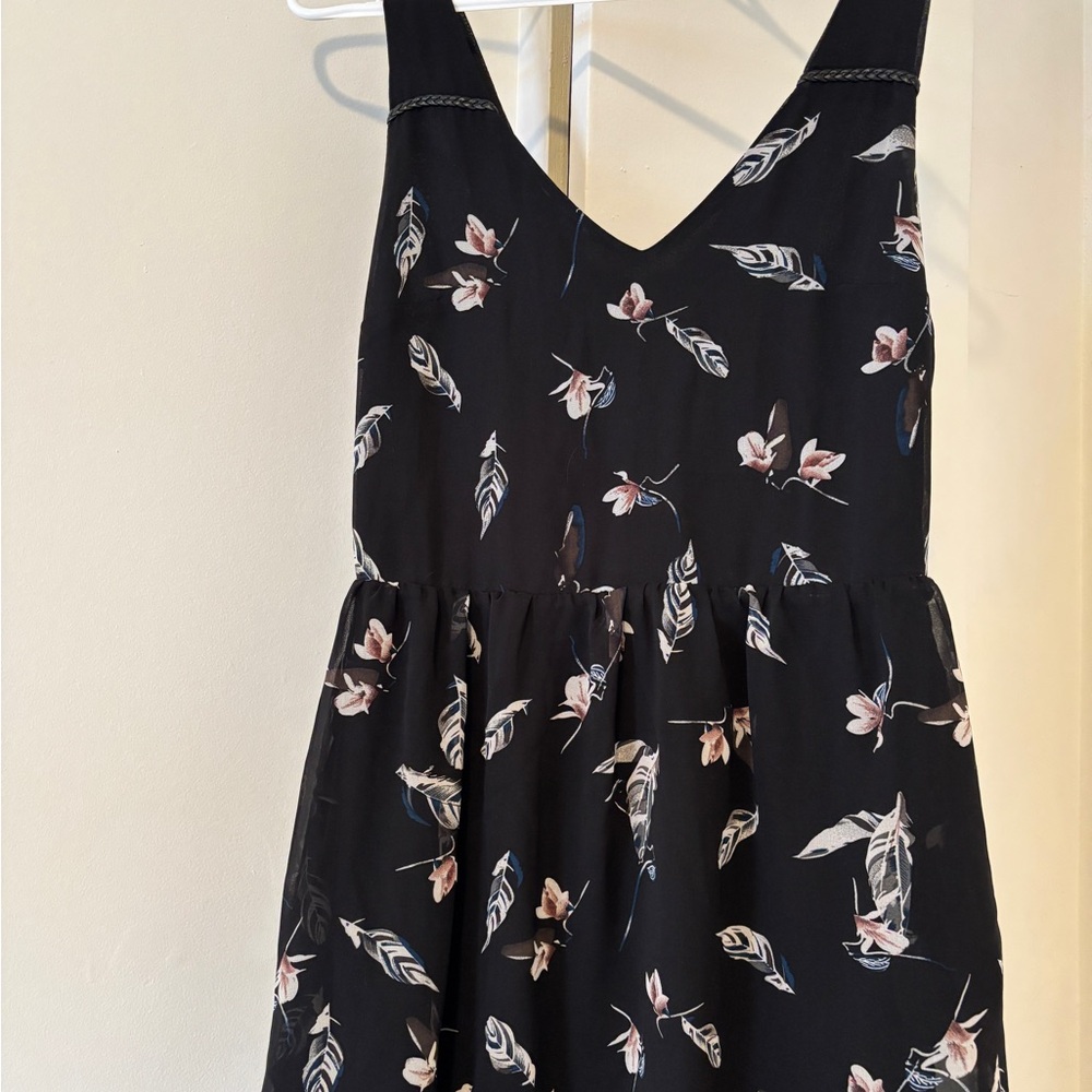 Dex Black Dress with Floral Accents